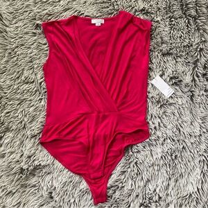 NWT- Ten Sixty Sherman - Large Wrap Bodysuit- Pink Shade Rayon Blend Plunge